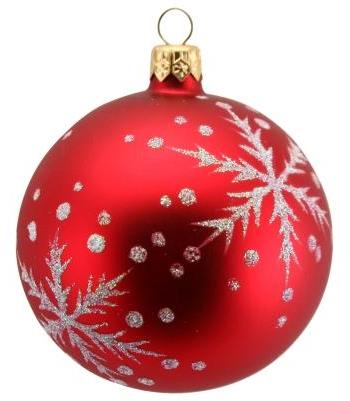 Red with White Glitter Snowflakes