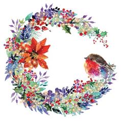 Floral Wreath with Robin (Pack of 10)