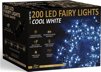 200 LED Fairy Lights - Cool White