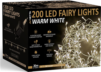 200 LED Fairy Lights - Warm White