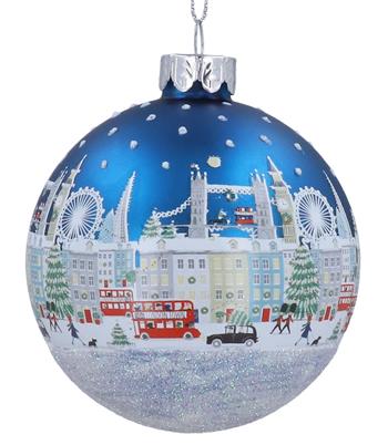 London Scene, blue glass ball, 8cm