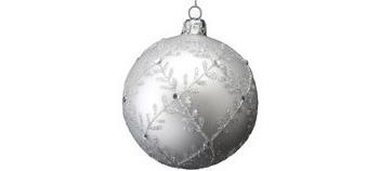 Silver Bauble with Glitter Leaf Trellis