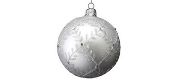 Silver Bauble with Glitter Leaf Trellis