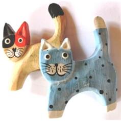 Cat - wood, magnet - blue