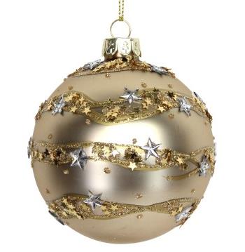 Gold Glass Ball w 3-D Star Band
