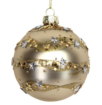 Gold Glass Ball w 3-D Star Band