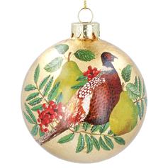 Gold Leaf Glass Ball with Pheasant