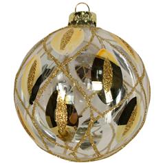 Glass Ball with Gold Peacock Feather Trellis