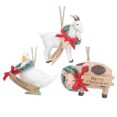 Merry Christmas Wreath with Goat