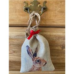 Hare Portrait, natural lavender bag