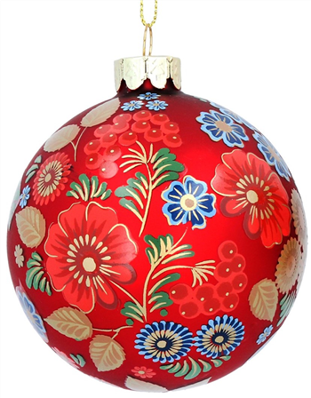 Folk Art Floral Ball - Red