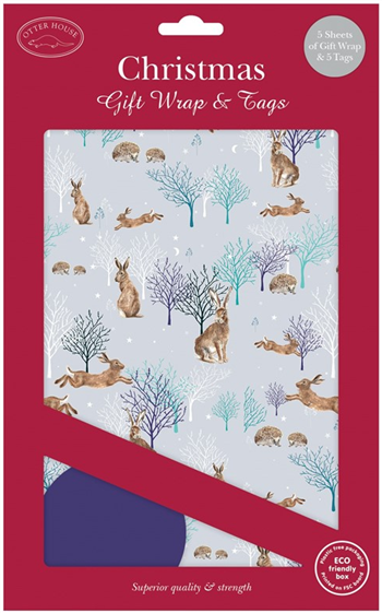 Woodland Hares Christmas Wrap & Tags