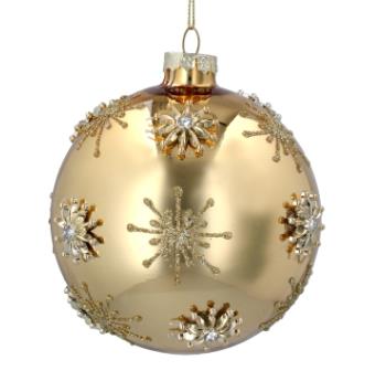Gold glass ball with Raised Gold Stars