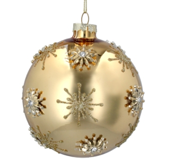 Gold glass ball with Raised Gold Stars
