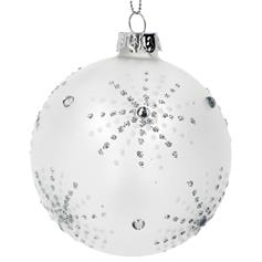 Opaque Glass Ball with Silver Diamante Starburst