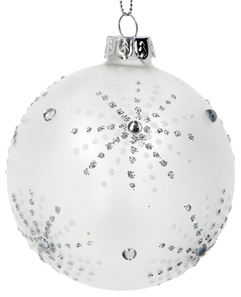 Opaque Glass Ball with Silver Diamante Starburst