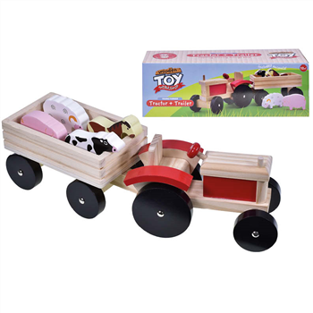 Wooden Tractor & Trailer Playset