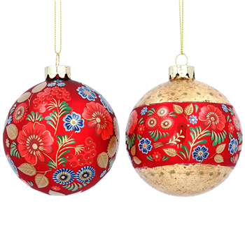 Folk Art Floral Ball - Red & Gold