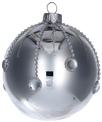 Silver Glass Ball with Diamante Droplets