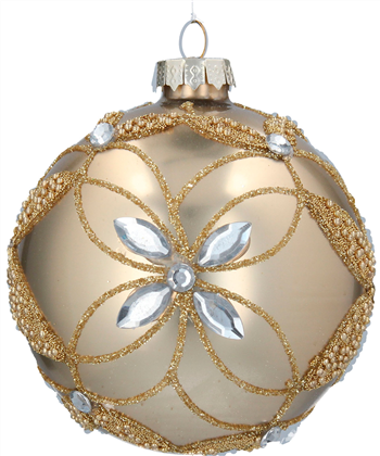 Gold Ball with Bead & Diamante Flowers