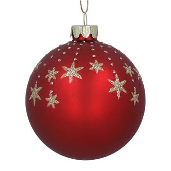 Gold Starfall on Red Glass Ball