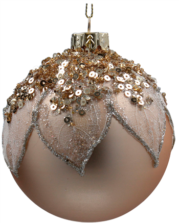 Gold Ball with Leaves & Sequins ball