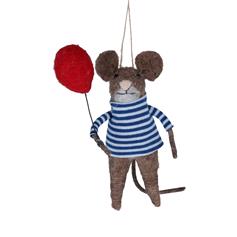 Mouse with Stripy Jumper and Red Balloon
