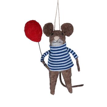 Mouse with Stripy Jumper and Red Balloon