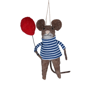 Mouse with Stripy Jumper and Red Balloon