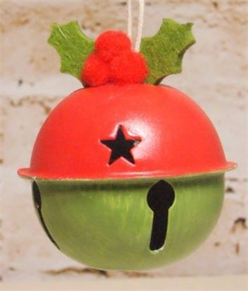 Jingle Bell with Holly - Red / Green