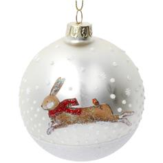 Off-white glass ball with Hare