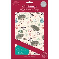 Winter Hedgehogs Christmas Wrap & Tags