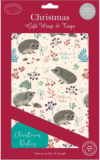 Winter Hedgehogs Christmas Wrap & Tags