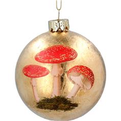 Gold Leaf Glass Ball with Toadstool decoration