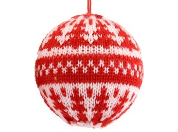 Nordic Red & White Knitted Bauble - Christmas Tree
