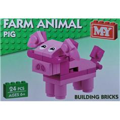 Building Bricks - Farm Animal - Pig, 24 pcs