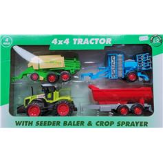 4x4 Tractor with Seeder, Baler & Trailer