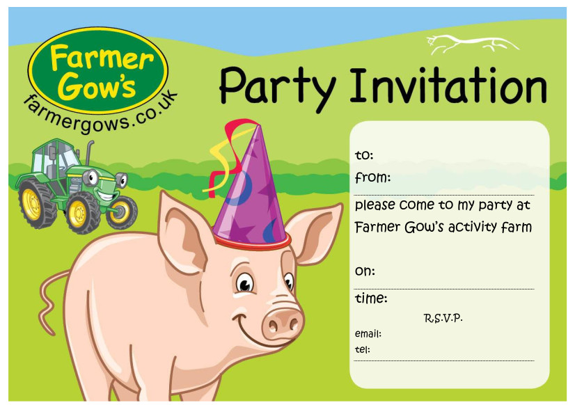 Farmer Gow's party invitation